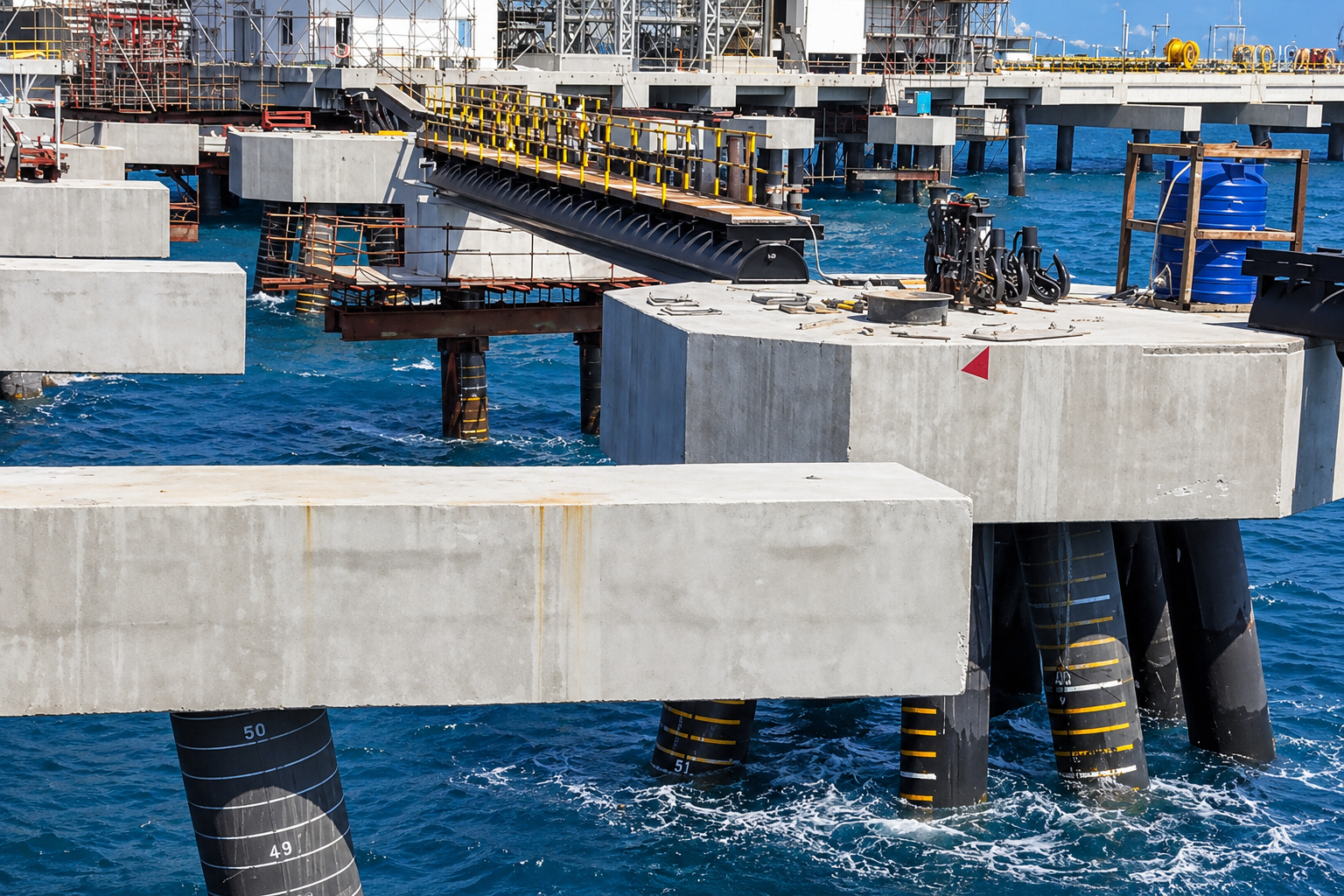 Galvanic cathodic protection systems generate protective current through the natural electrochemical potential difference between an anode and the protected steel. Aluminum and zinc alloys are commonly used as sacrificial anodes in seawater applications.
